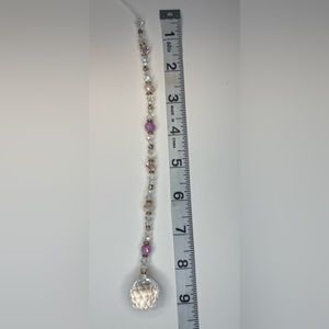 Mini pink and gold glass beaded suncatcher. Made with glass beads